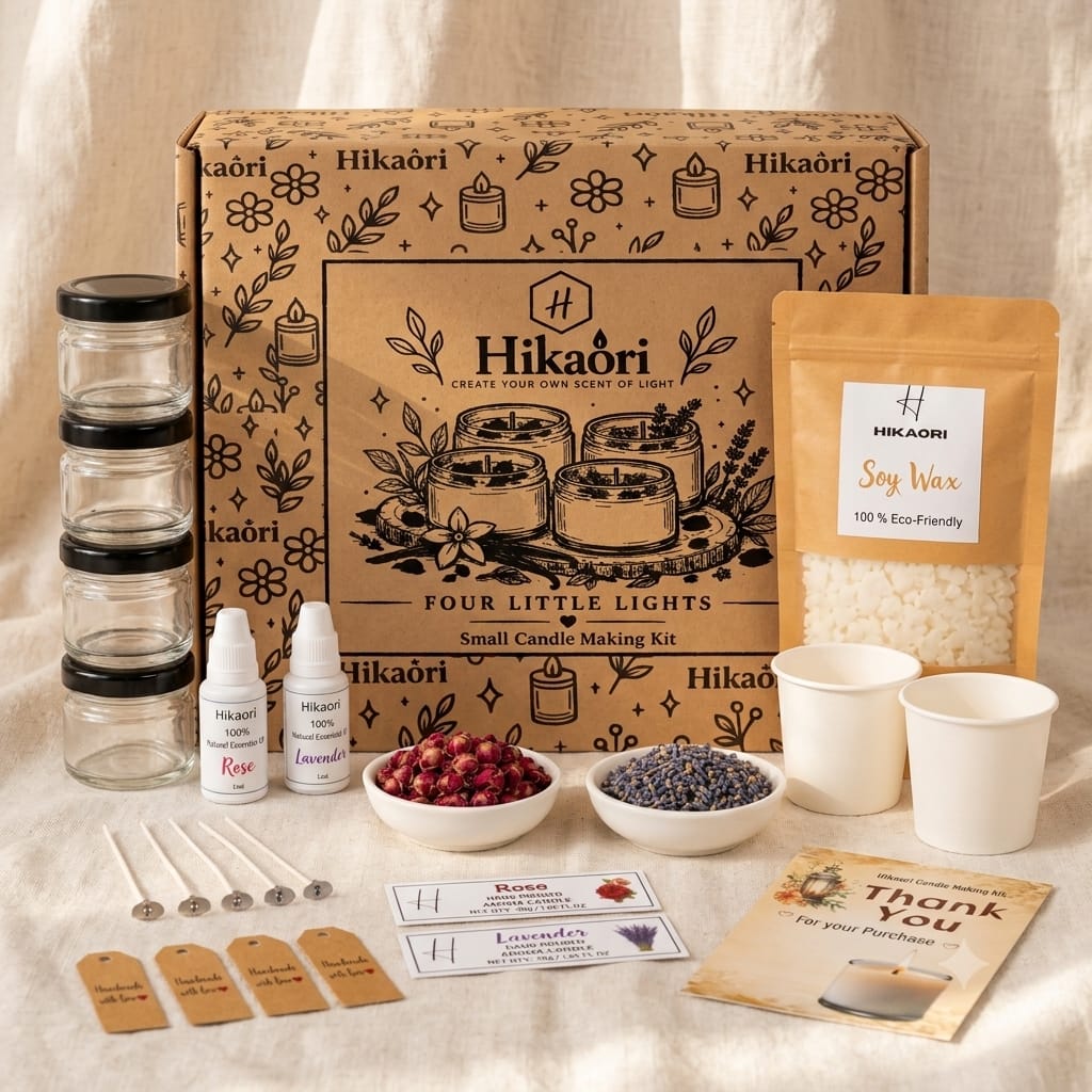 Hikaori Small Candle Making Kit — 4 Jar Edition